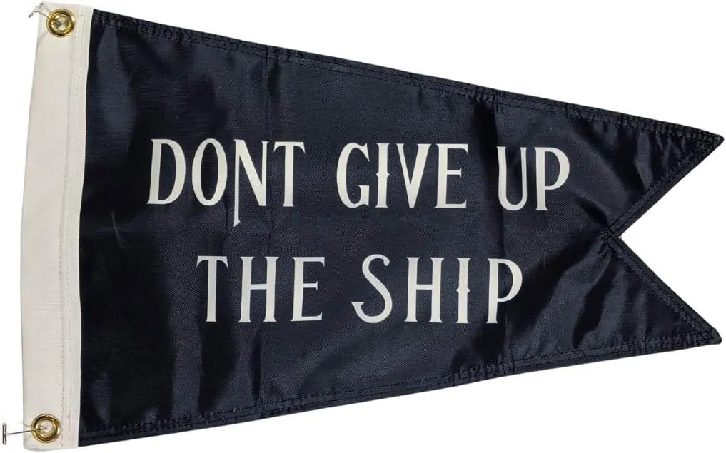 12x18" Commodore Perry Don't Give Up the Ship Boat Flag Burgee - Durable All-Weather Nylon & Reinforced Fly End Stitching - Proudly Made in the USA