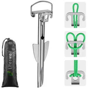 17" Sand Anchor for Boat, 304 Stainless Steel Boat Beach Anchor for Shallow Water, Jet Ski, Kayak, Pontoon Boat Anchor Kit