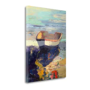 30" Artistic Fishing Boat on Water Gallery Wrap Canvas Wall Art