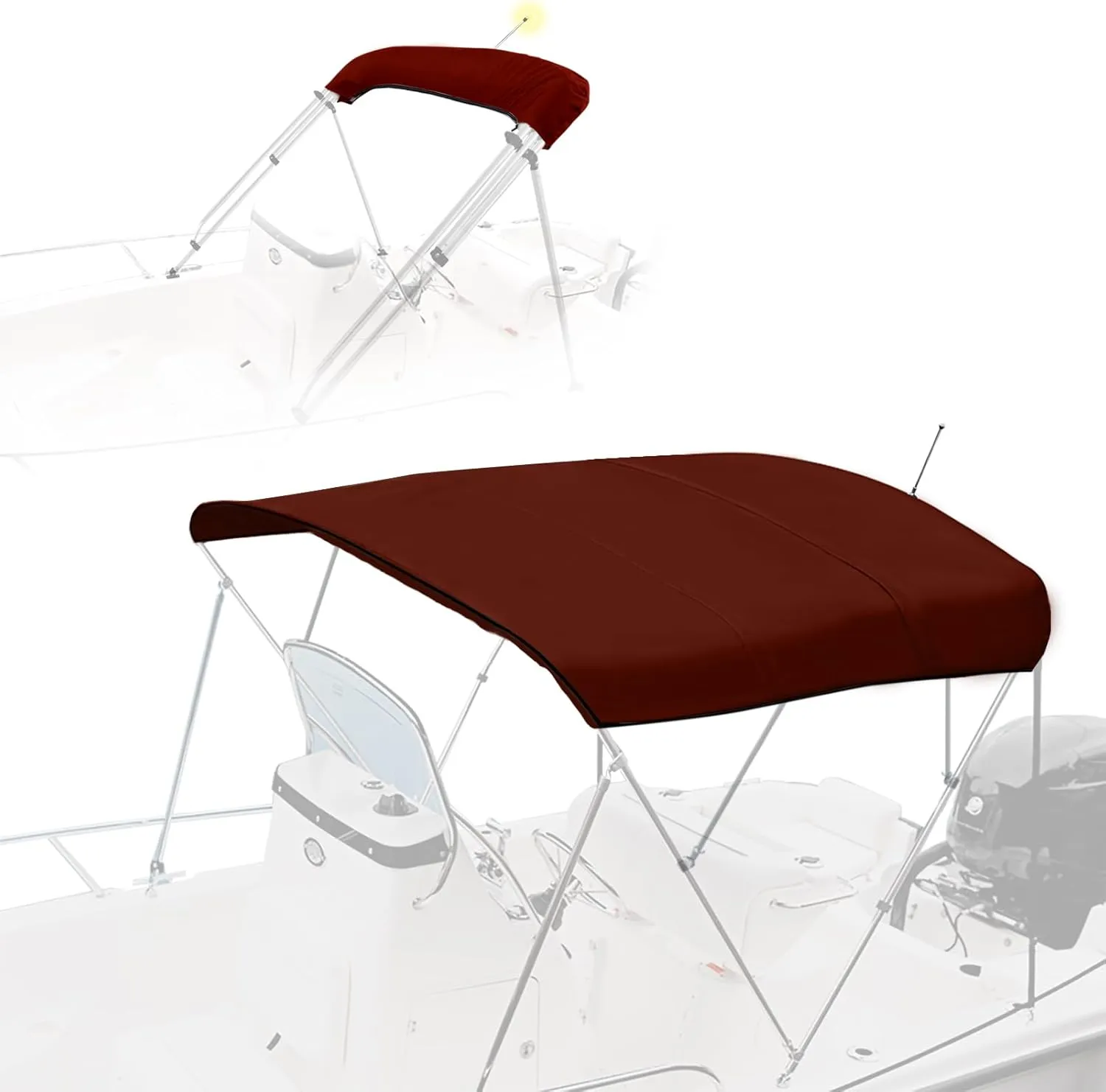 4 Bow Bimini Top Replacement Canvas with Stern Light Hole and Storage Boot, 900D Heavy Duty Waterproof Bimini Top Canvas Only Without Frame, 8'L 73"-78" W Burgundy