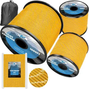 750Ib Reflective Paracord Rope,100' 200' 500' 1000', 4mm 11 Strand Parachute Spool Cord with Collecting Bag, para Cord Lanyard for Hammock, Camping
