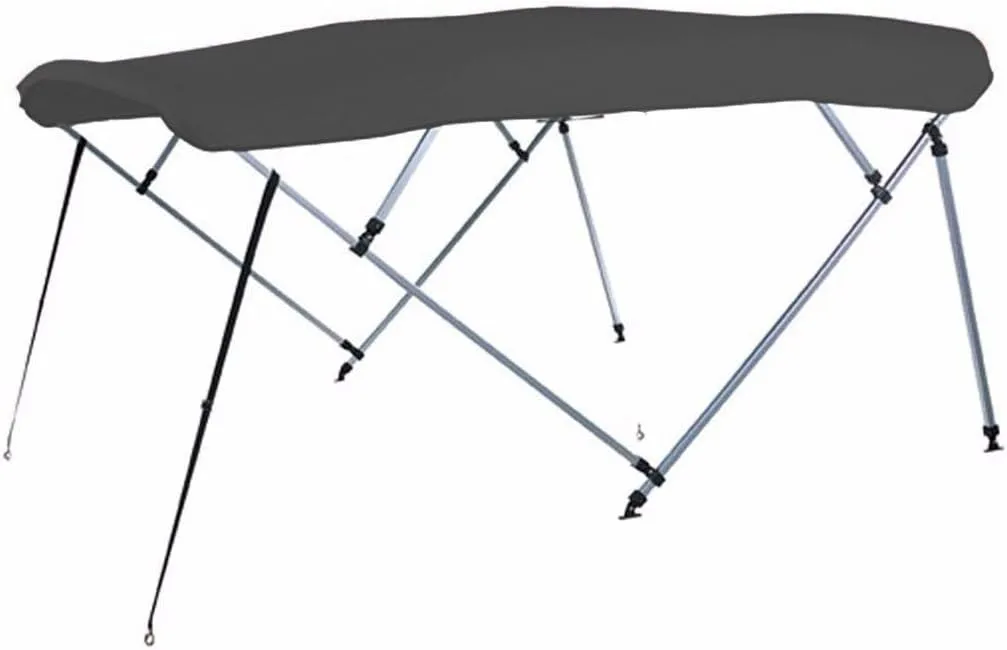 7.6 oz Charcoal Grey 4 Bow Square Tube Boat Bimini TOP with Running Light Cutout Sunshade Compatible for Starcraft MX 23 CP 2015