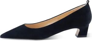 7or9 Block Heels for Women Comfortable Women’s Pumps Breathable Lambskin Heels Closed Toe Black Heels 1.38"