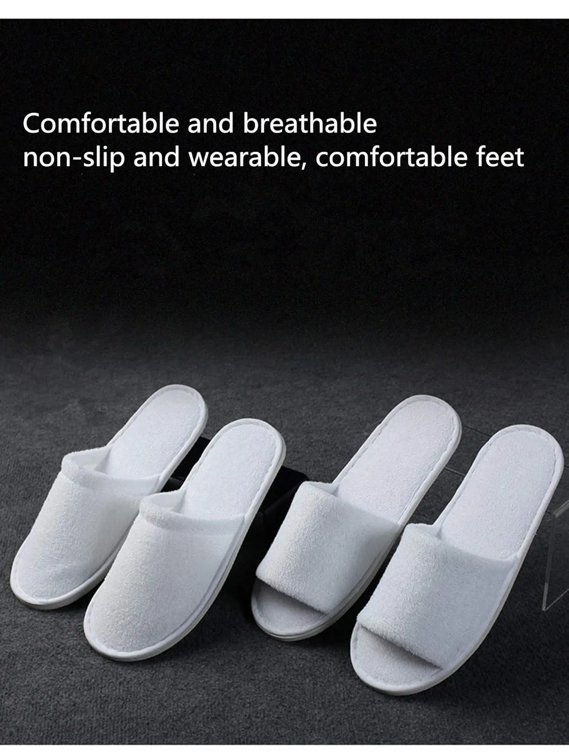 8 Pair of Deluxe White Slippers Hotel Guest Slippers for Spa, Party Guest, Hotel and Travel, Fits Most Men and Women can Washable (Closed toe caps)