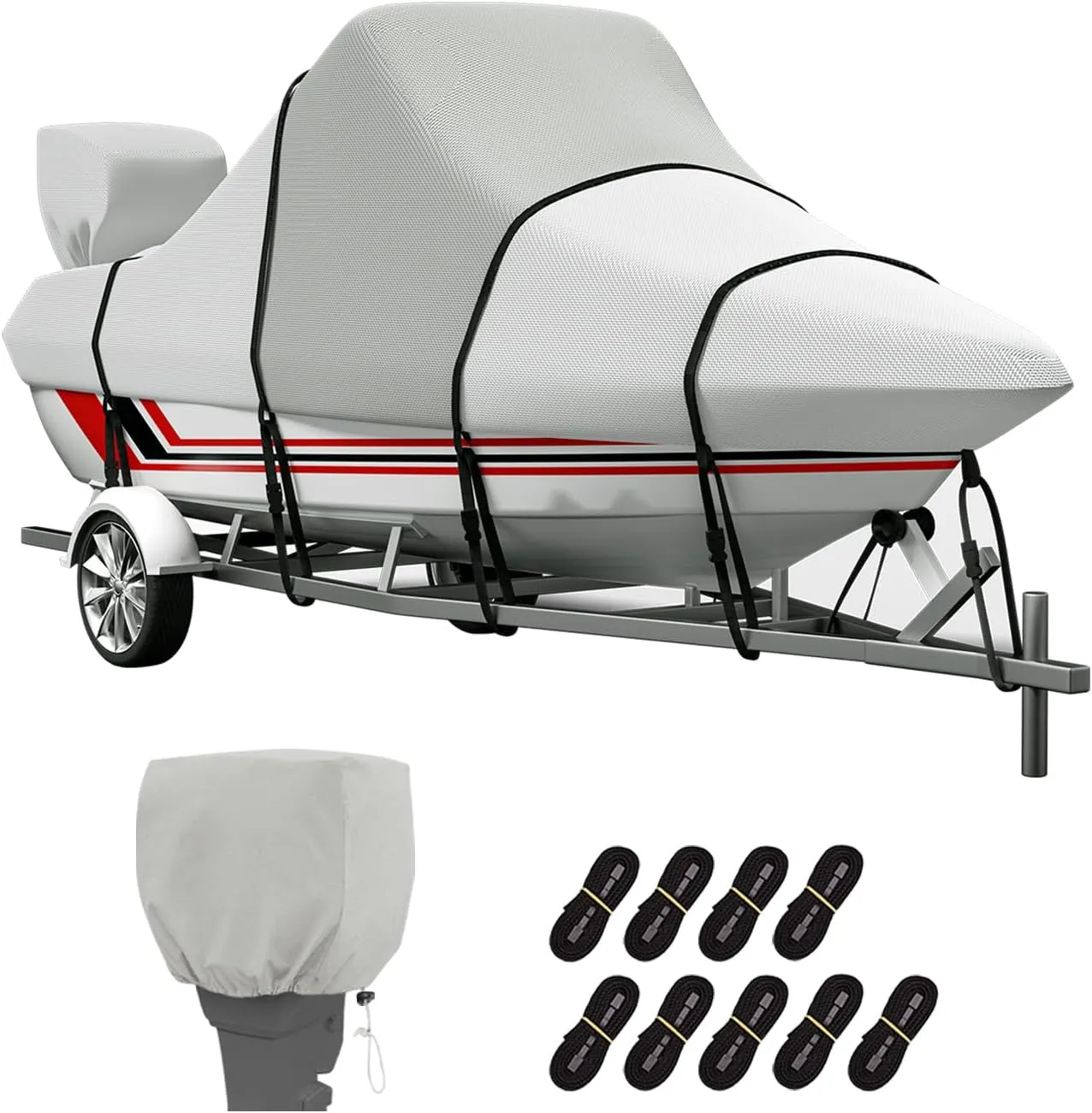900D Center Console Boat Cover, Waterproof Heavy Duty Boat Cover for CC Boat, Marine Grade Oxford UV Resistant Canvas for Trailerable Boat 17-19ft, Beam Width up to 102"