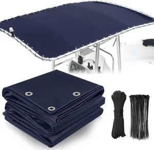 900D Waterproof Heavy Duty Boat T Top Canvas Replacement for Center Console Boat,Marine Grade T-Top Canvas with Storage Bag Without Frame Navy Blue (82" x 58")