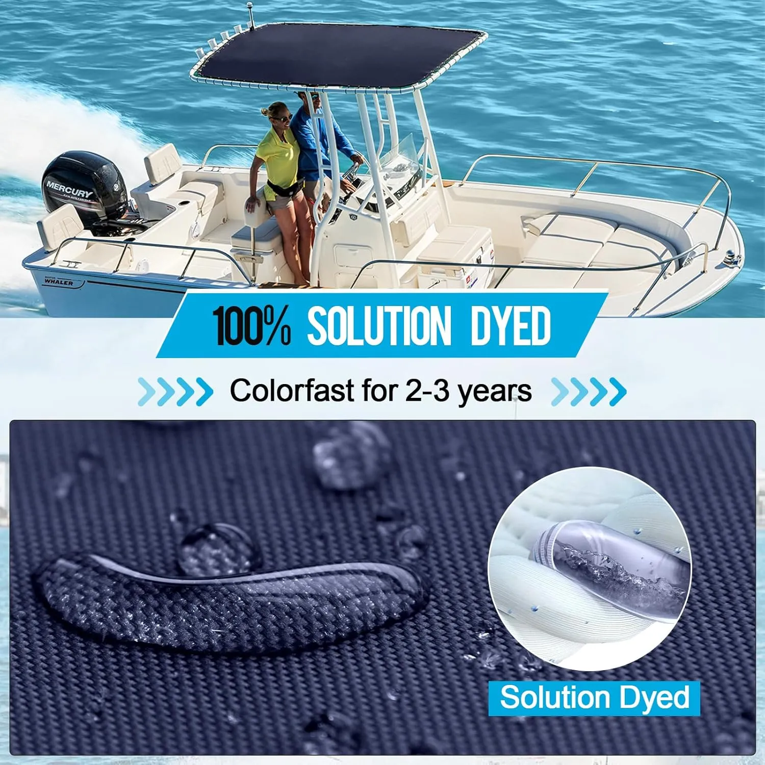 900D Waterproof Heavy Duty Boat T Top Canvas Replacement for Center Console Boat,Marine Grade T-Top Canvas with Storage Bag Without Frame Navy Blue (82" x 58")