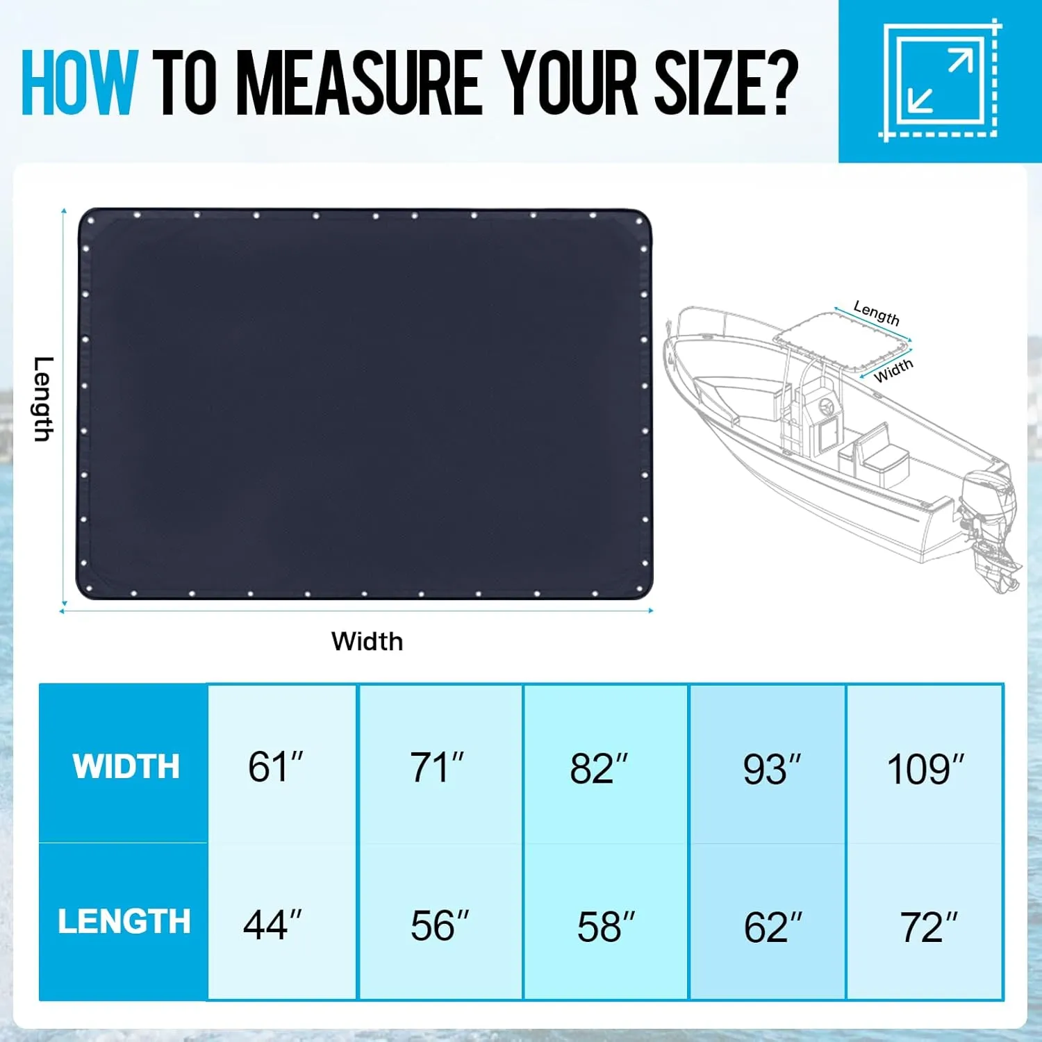 900D Waterproof Heavy Duty Boat T Top Canvas Replacement for Center Console Boat,Marine Grade T-Top Canvas with Storage Bag Without Frame Navy Blue (82" x 58")