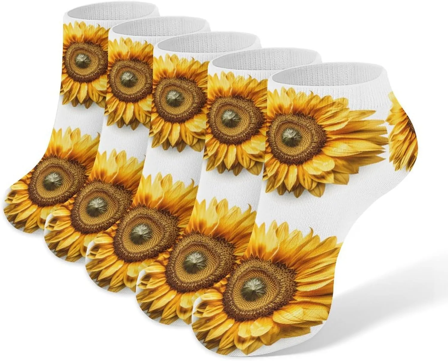 A Flower Ankle Socks for Men & Women, 5 Pairs Breathable Soft Low Cut Socks, Stretch Sweat Wicking Sox