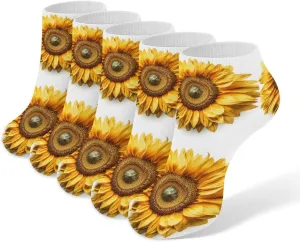 A Flower Ankle Socks for Men & Women, 5 Pairs Breathable Soft Low Cut Socks, Stretch Sweat Wicking Sox