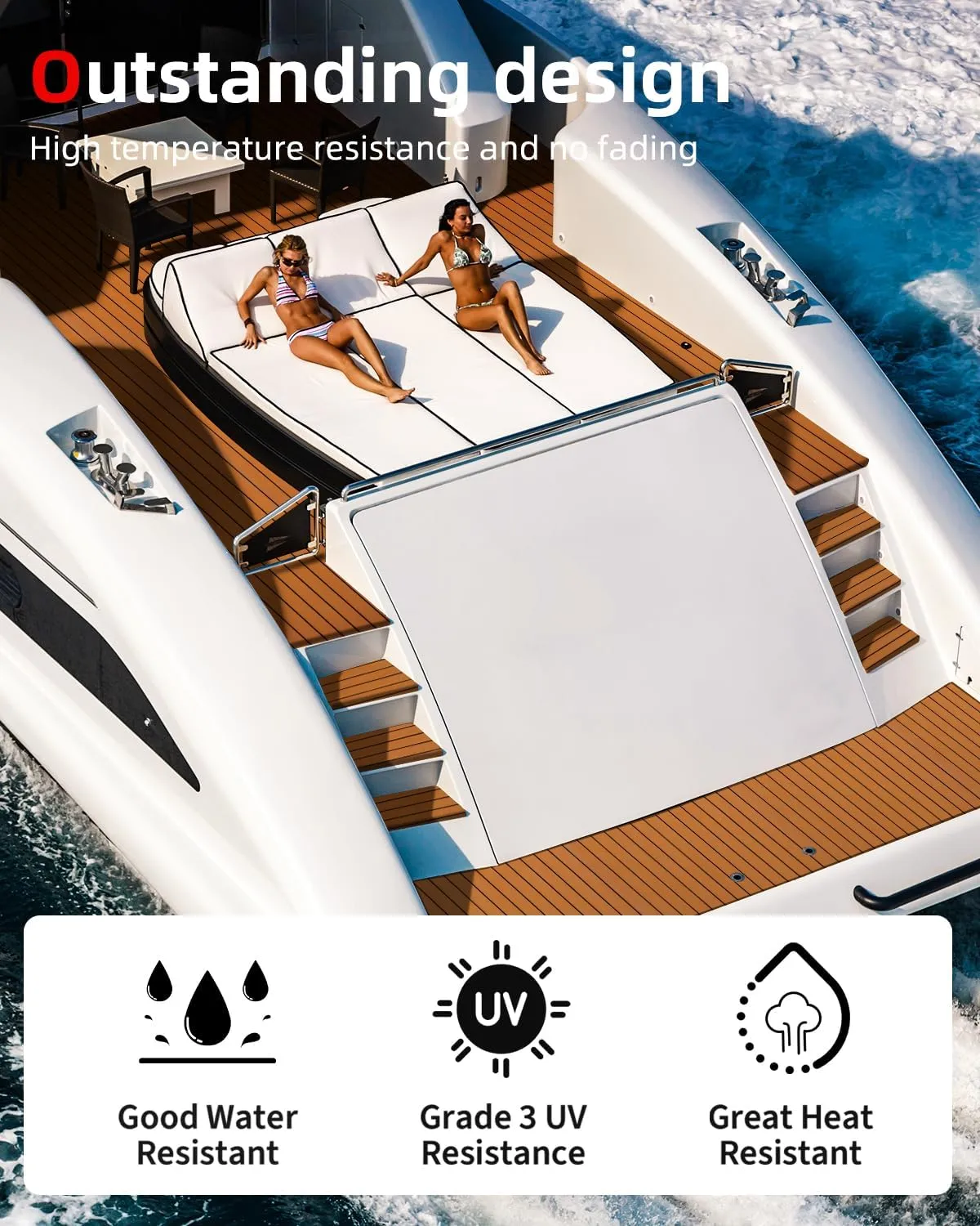 Abahub EVA Foam Boat Decking 96''x45.6''/36''/28.8''/24''/16.8'', 48''x16.8'' Self-Adhesive Faux Teak Marine Flooring Sheet Traction Pad for Boats Surfboard Swim Platform RV Floor