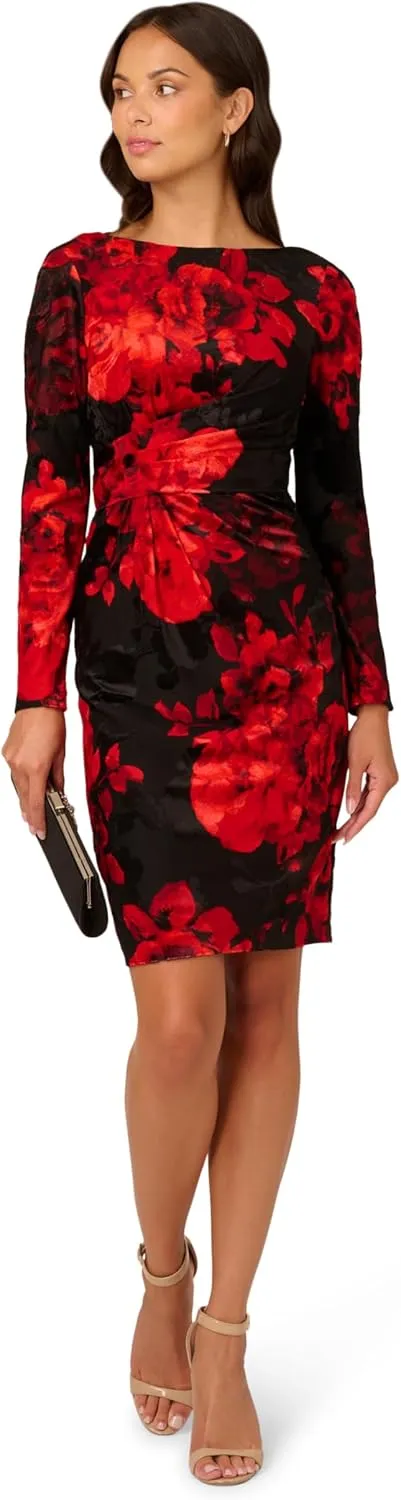 Adrianna Papell Women's Burnout Velvet Sheath Dress