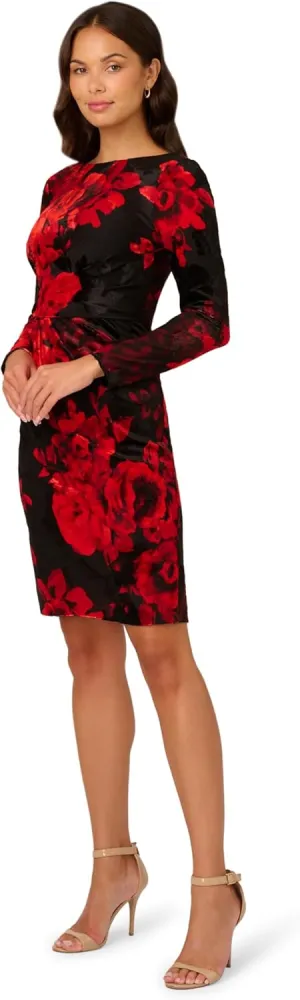 Adrianna Papell Women's Burnout Velvet Sheath Dress