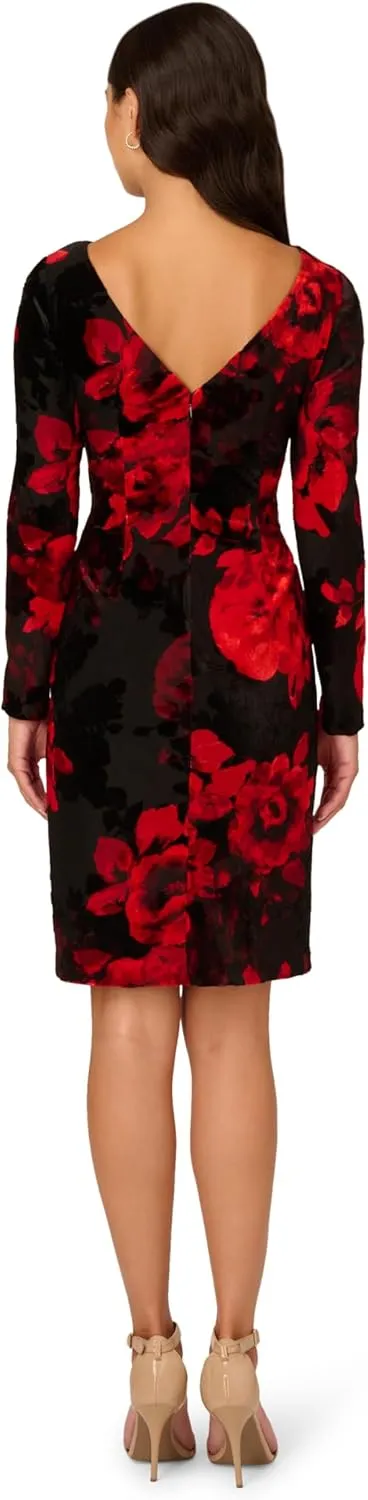 Adrianna Papell Women's Burnout Velvet Sheath Dress