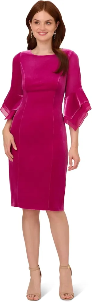 Adrianna Papell Women's Velvet Bell Sleeve Short Dress