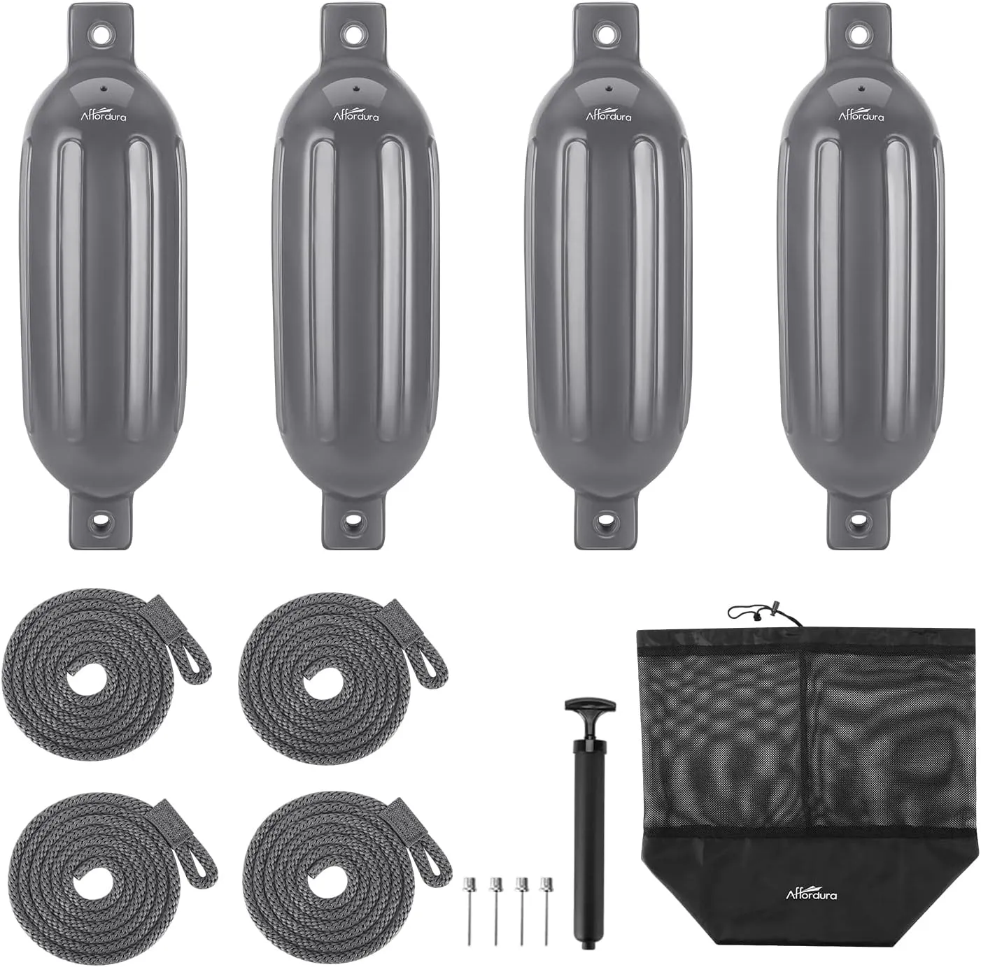 Affordura Boat Fender 4 Pack Boat Bumpers Fenders with 4 Ropes, Boat Bumpers for Pontoon Boat Fenders Inflatable