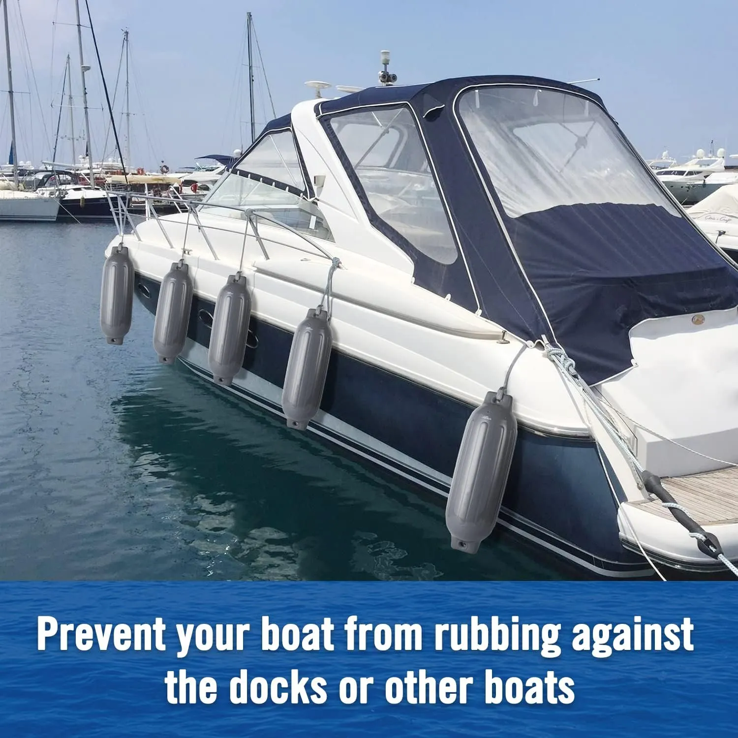 Affordura Boat Fender 4 Pack Boat Bumpers Fenders with 4 Ropes, Boat Bumpers for Pontoon Boat Fenders Inflatable