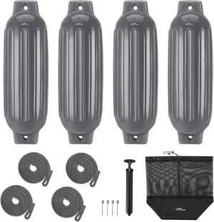 Affordura Boat Fender 4 Pack Boat Bumpers Fenders with 4 Ropes, Boat Bumpers for Pontoon Boat Fenders Inflatable