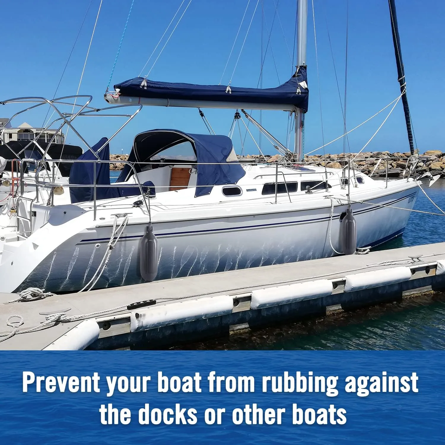 Affordura Boat Fender 4 Pack Boat Bumpers Fenders with 4 Ropes, Boat Bumpers for Pontoon Boat Fenders Inflatable