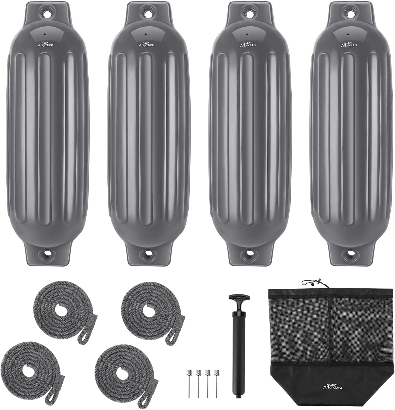 Affordura Boat Fender 4 Pack Boat Bumpers Fenders with 4 Ropes, Boat Bumpers for Pontoon Boat Fenders Inflatable