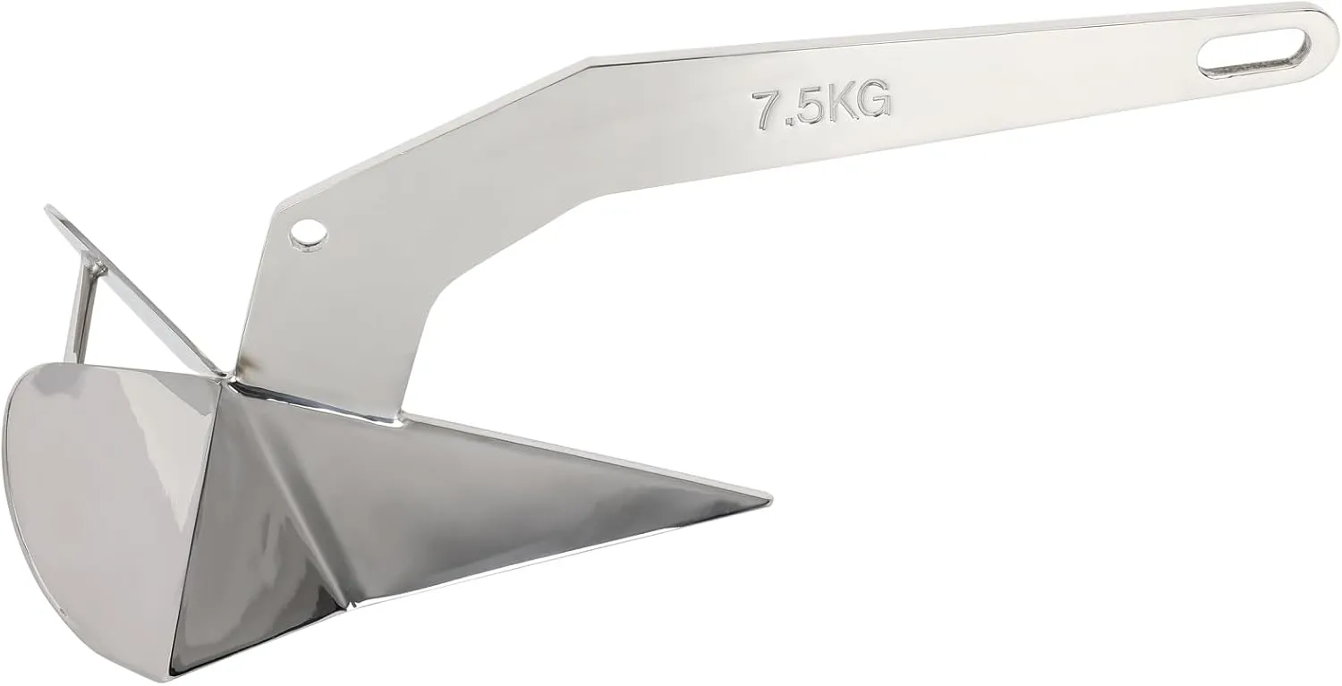 Aintier Stainless Steel Delta/Wing Style Boat Anchor Heavy Duty Triangular Anchor 15lb (7 kg) Wing Style Triangle Anchor 316 Stainless Steel Marine Grade Anchor