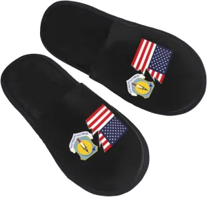 Air Force Civil Engineer Center Shield And America Slippers Winter Indoor and Outdoor Slipper Warm Cozy Soft Lightweight House Shoes Fuzzy Slip-On Slipper Large