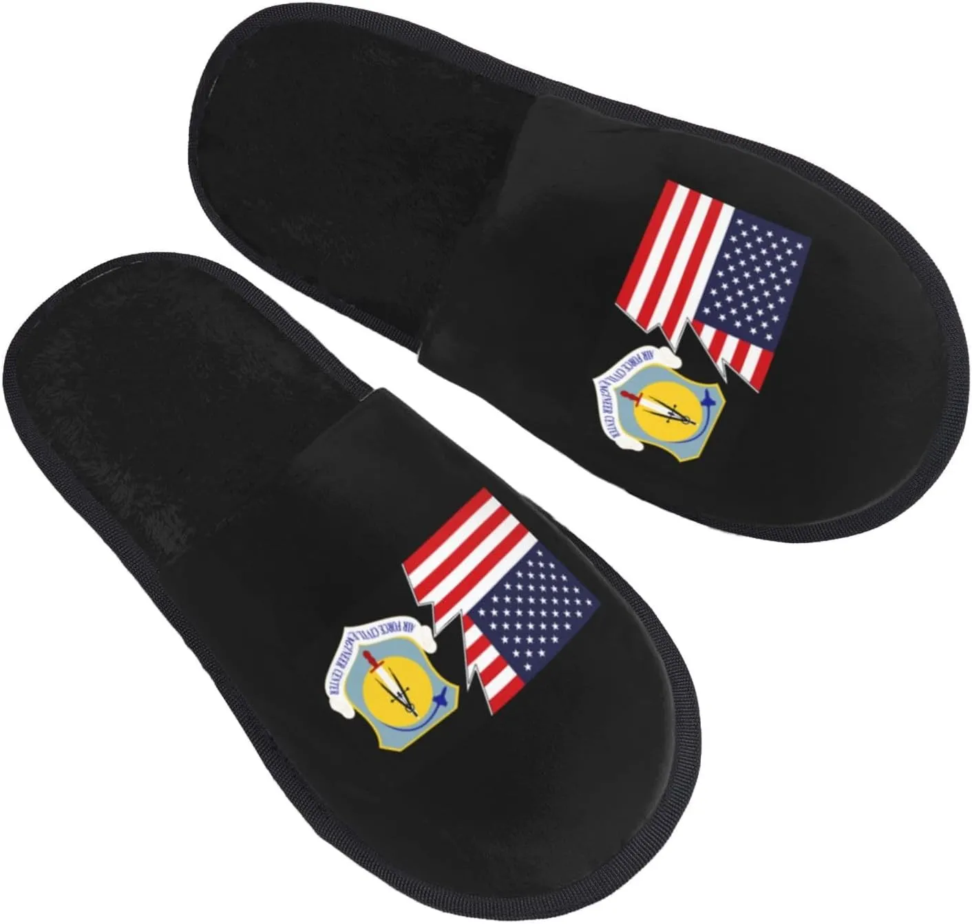 Air Force Civil Engineer Center Shield And America Slippers Winter Indoor and Outdoor Slipper Warm Cozy Soft Lightweight House Shoes Fuzzy Slip-On Slipper Large
