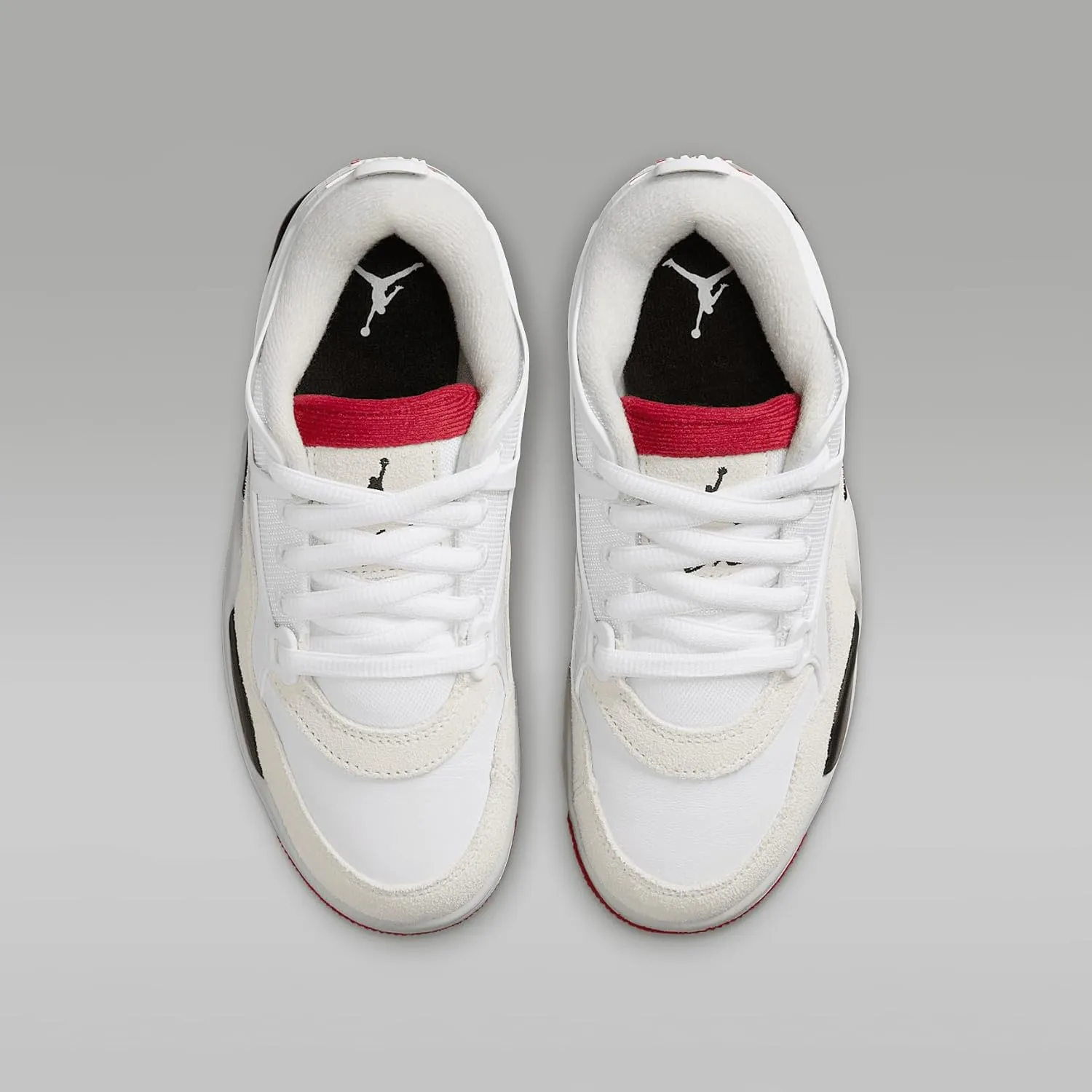 Air Jordan 4 RM Big Kids' Shoes (FQ7938-102, White/Black/Neutral Grey/Varsity Red)