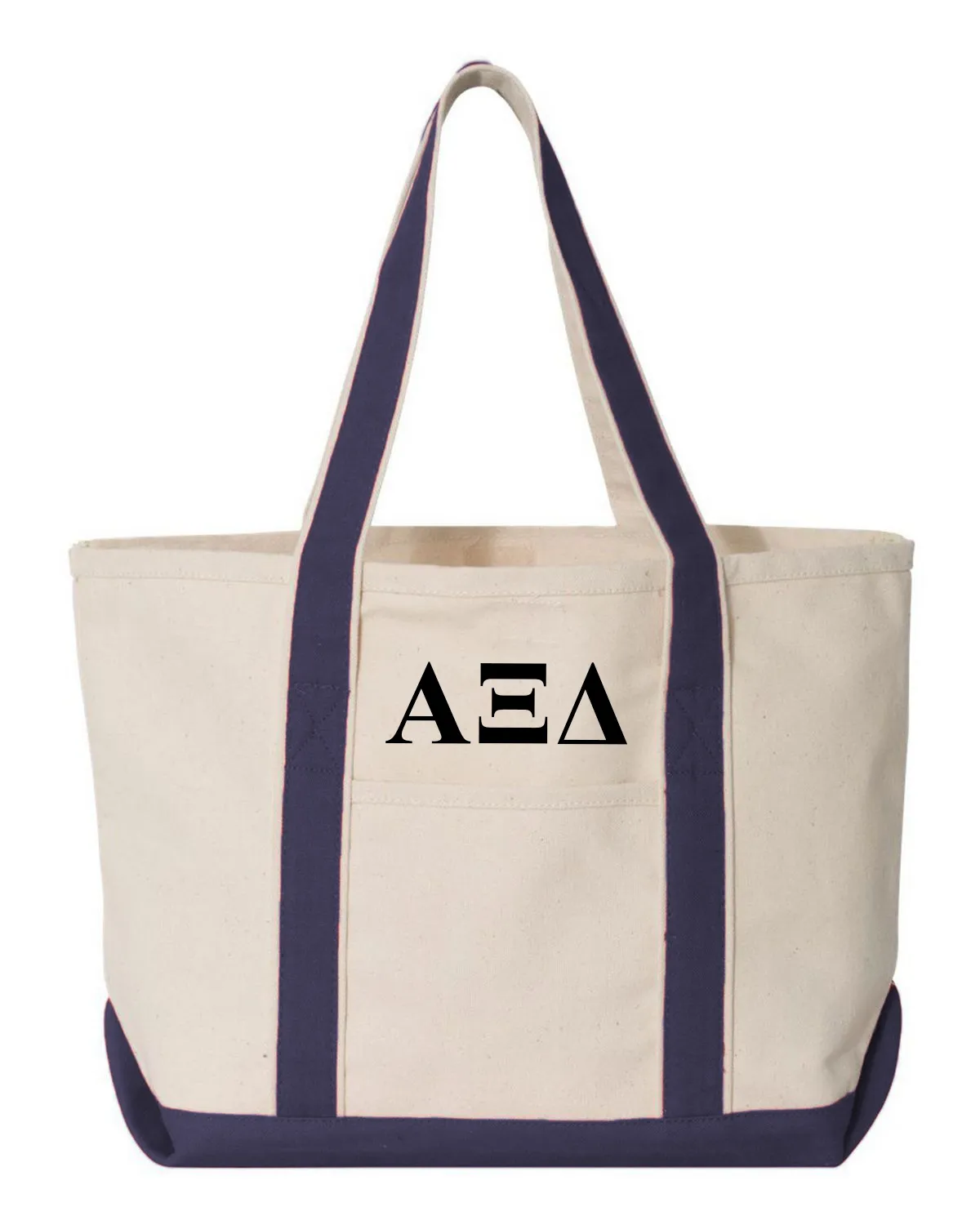 Alpha Xi Delta Navy Boat Tote - Medium