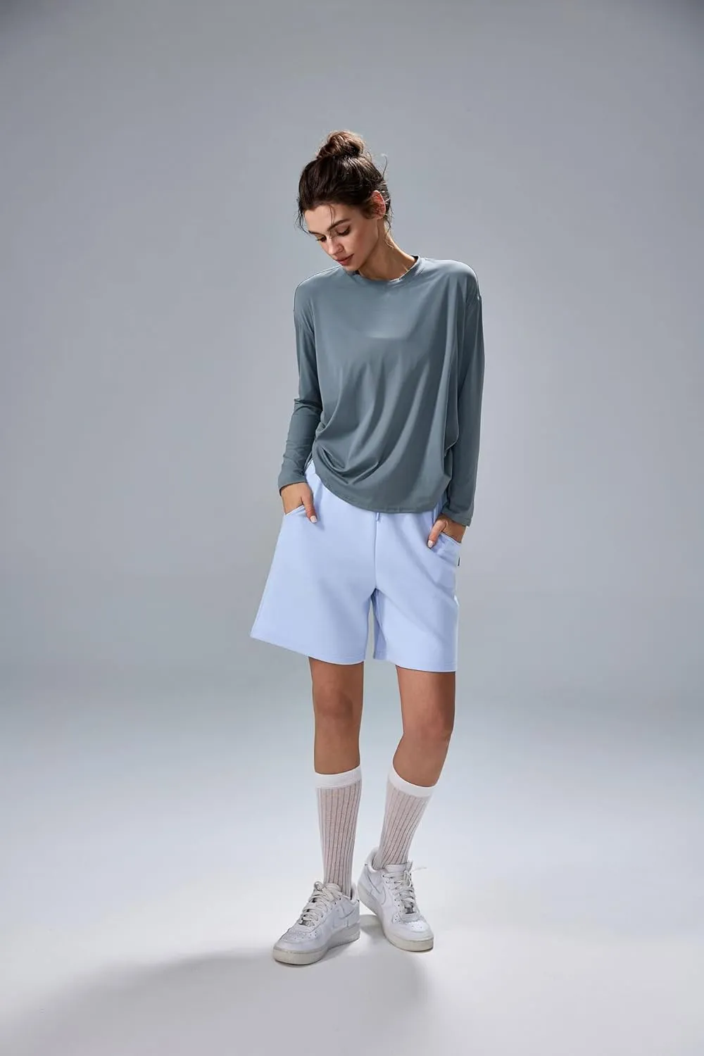 altiland Drawstring Side Ruched Long Sleeve Workout Shirts for Women, Buttery Soft Running Gym Athletic Yoga Tops Loose Fit