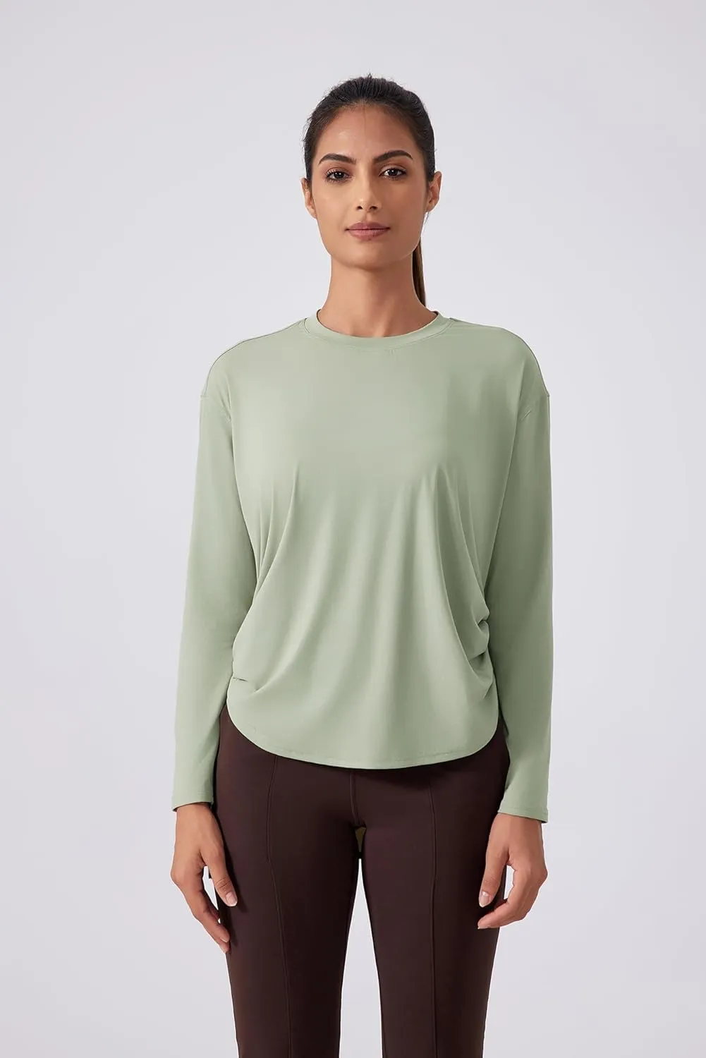 altiland Drawstring Side Ruched Long Sleeve Workout Shirts for Women, Buttery Soft Running Gym Athletic Yoga Tops Loose Fit