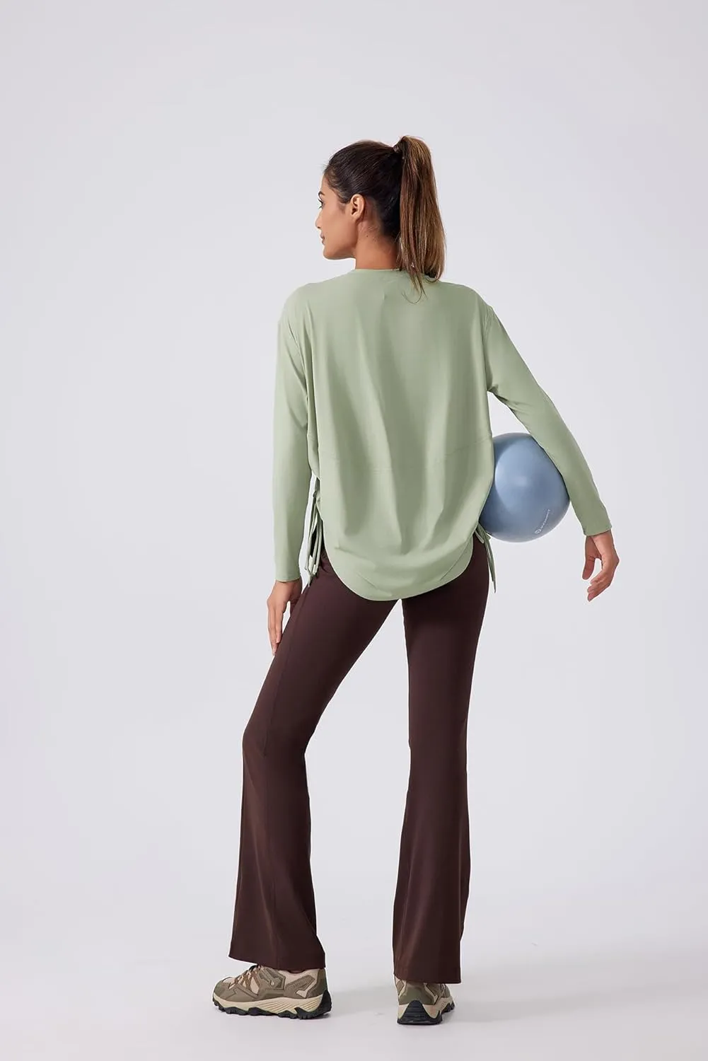 altiland Drawstring Side Ruched Long Sleeve Workout Shirts for Women, Buttery Soft Running Gym Athletic Yoga Tops Loose Fit