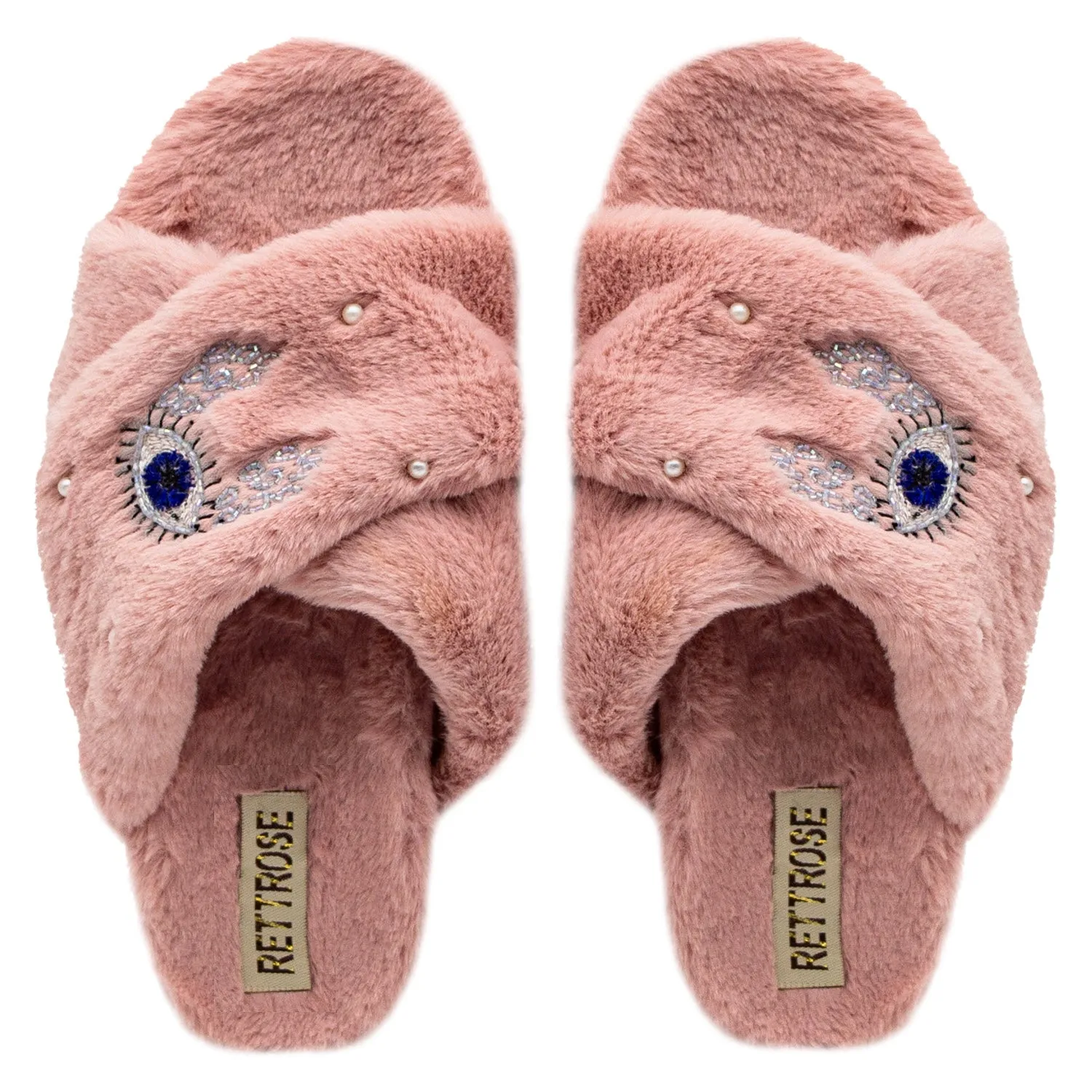 Amaya Nude Luxury Plush Diamanté Embellished Handmade Slipper