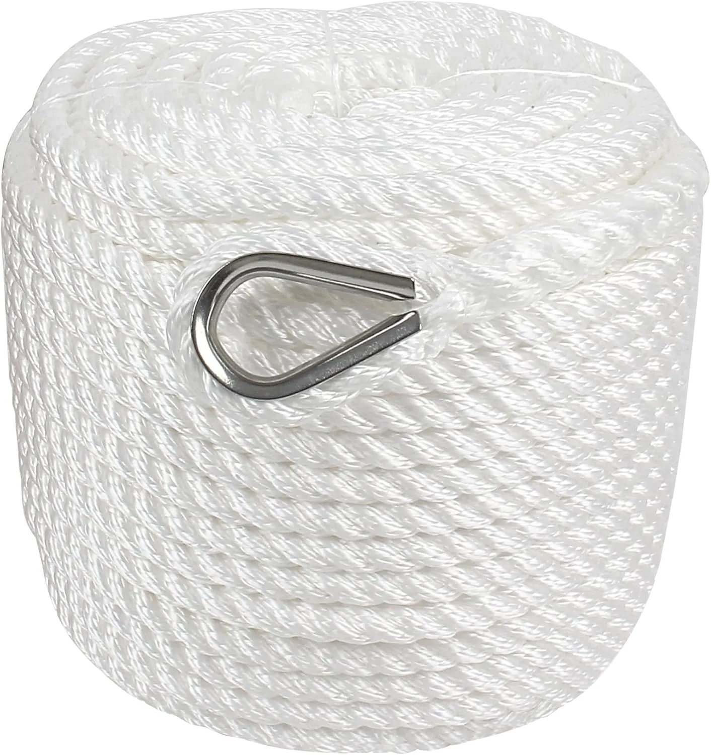Anchor Rope 200 ft x 1/2 inch Polypropylene 3 Strand Twisted Anchor Line for Boat/Sailboat/Mooring/Pull Lines, Boat Anchor Rope with Thimble, 5850LB Breaking Strain