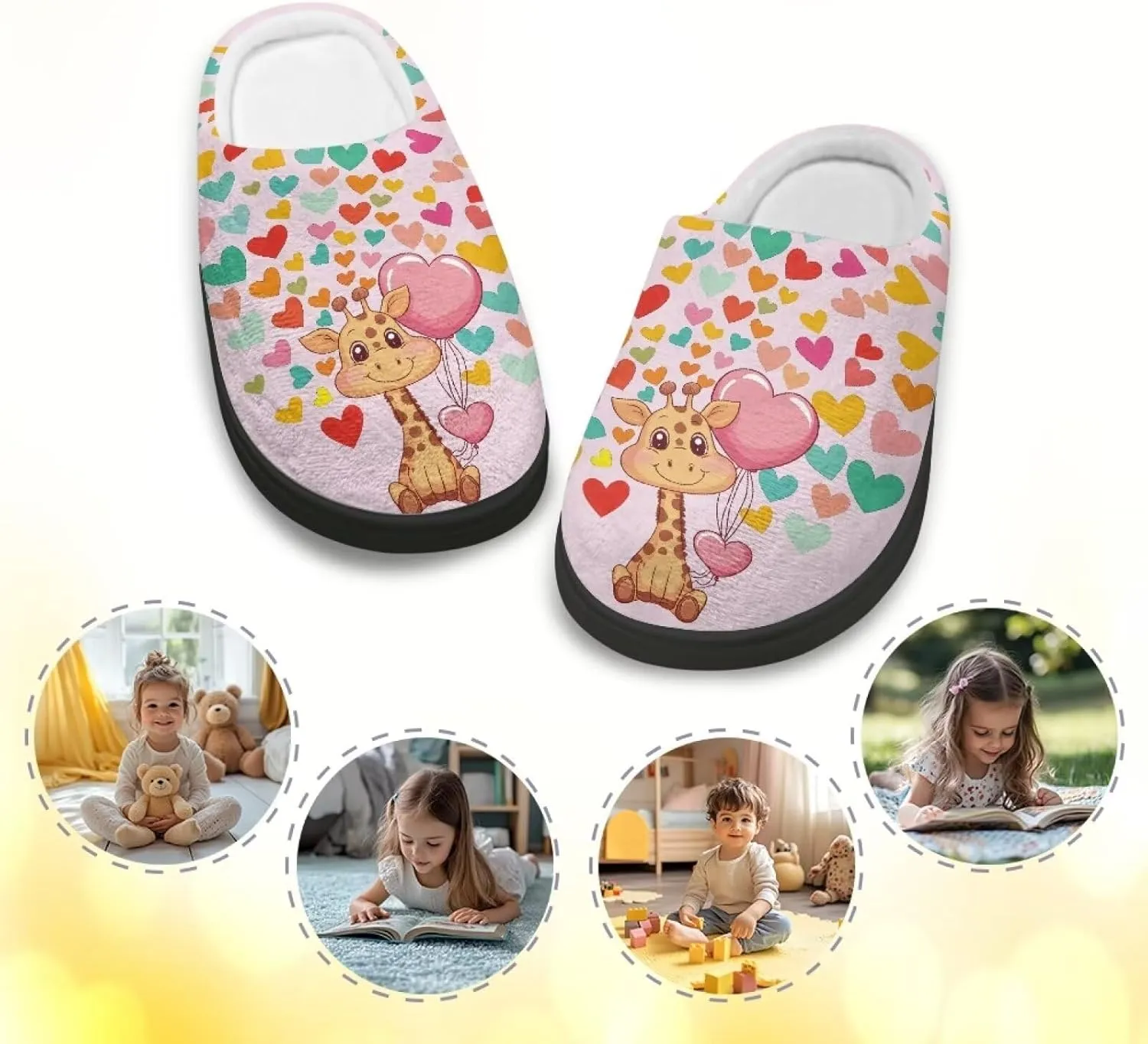 Animal Cotton Slippers for Kid Slip-On Plush Slippers Breathable Comfort Cozy Outdoor Bedroom Plush Slipper for Kids