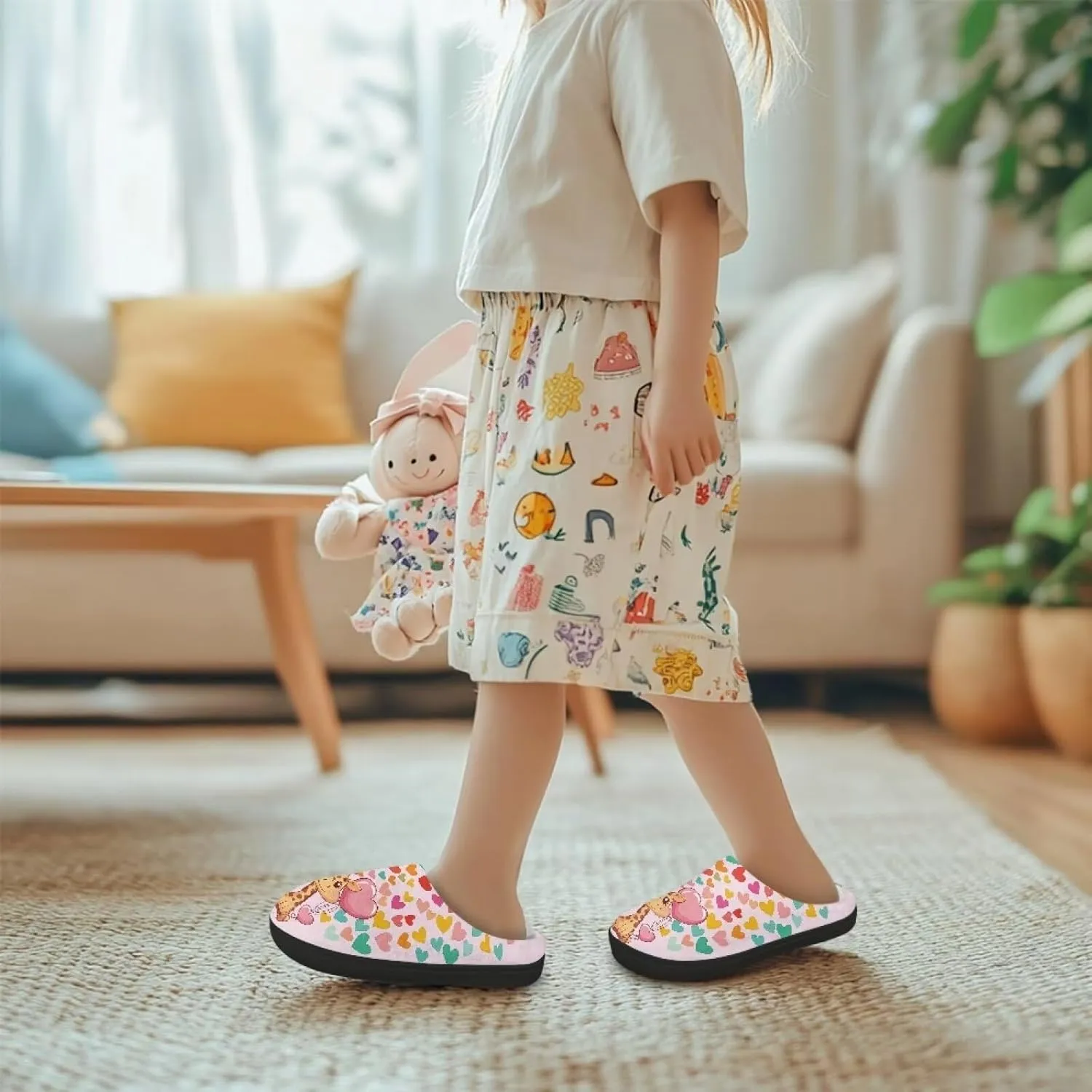 Animal Cotton Slippers for Kid Slip-On Plush Slippers Breathable Comfort Cozy Outdoor Bedroom Plush Slipper for Kids