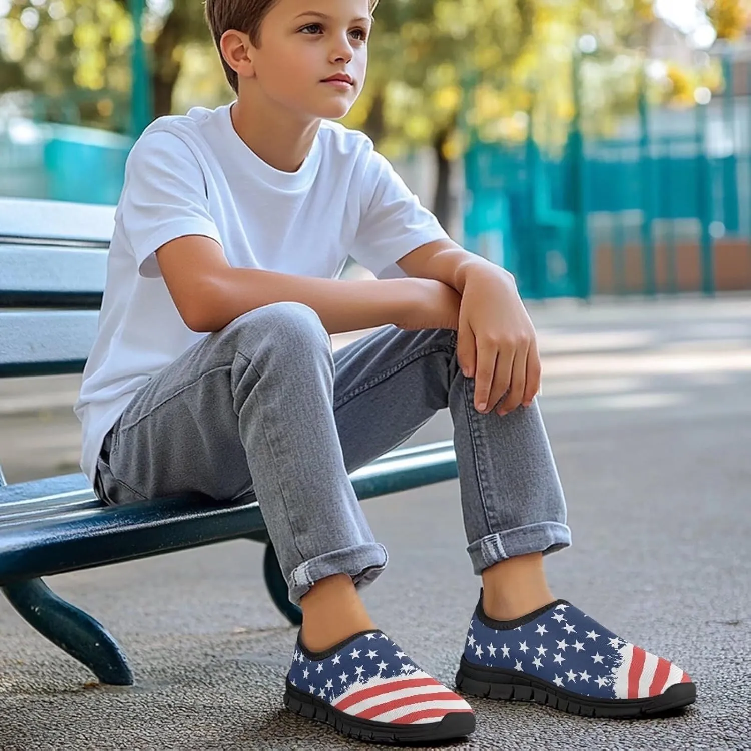 Anti-Skid Walking Sneakers Lightweight Breathable Mesh Shoes for Boys Girls Comfort Outdoor Travel Shoe for Camping Size 11-15 Black Sole