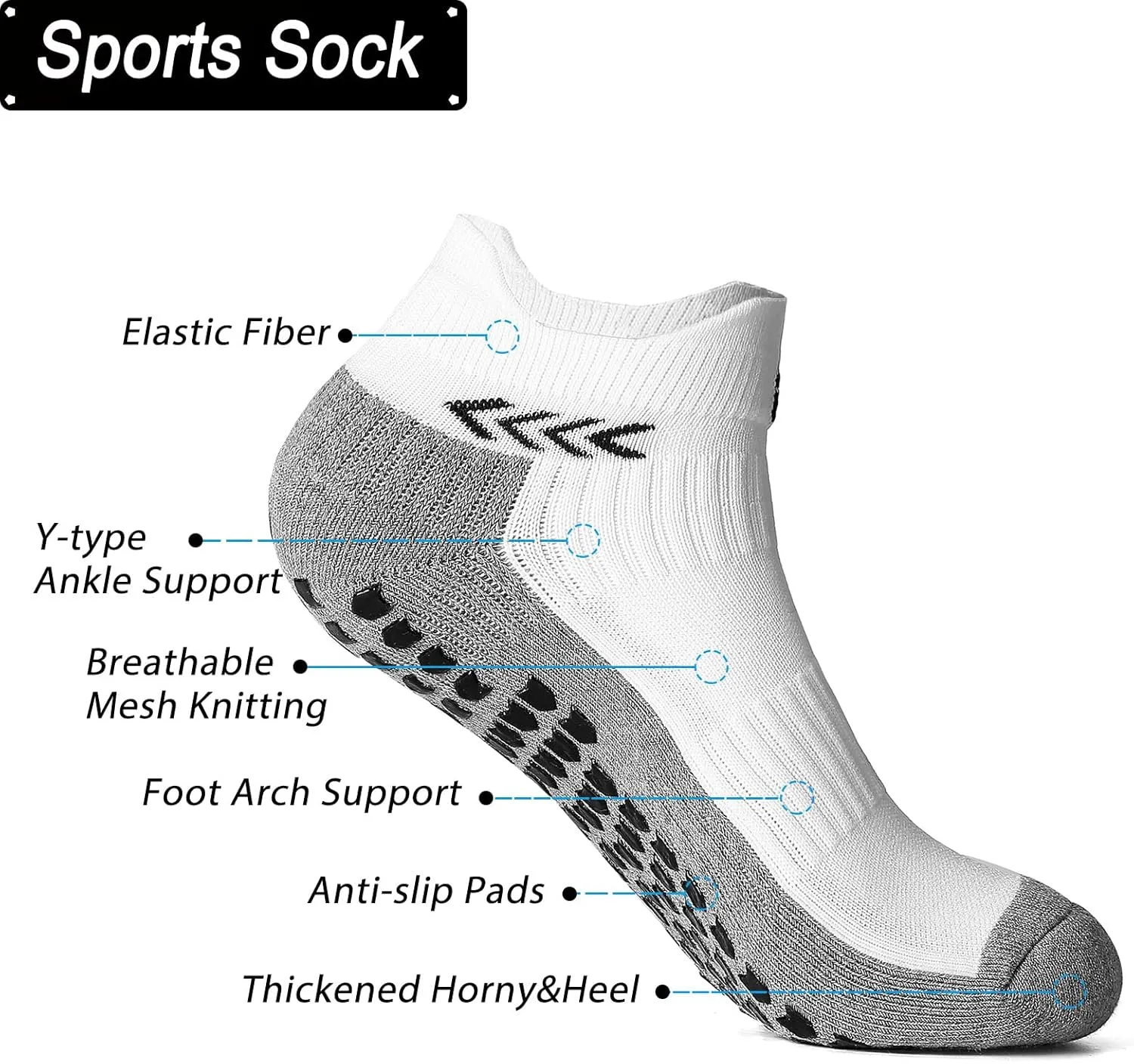 Anti-slip Football Socks for Men Women, Breathable, Cushioned, Cotton Grip Sports Sock for Soccer Yoga Basketball…