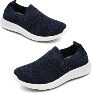 Apawwa Boys Girls Sneakers Kids Lightweight Slip On Running Shoes Pink/Blue/Navy/Black Walking Shoes Breathable Tennis Shoes for Toddler/Little Kids/Big Kids