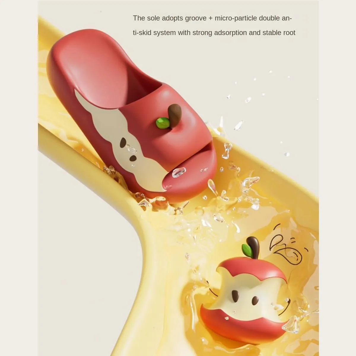 Apples Slippers for Women & Men – Cute 3D Apple-Shaped Fruit Slides, Non-Slip Summer Sandals for Couples, Beach, Shower, Indoor/Outdoor Comfortable Cartoon Slippers