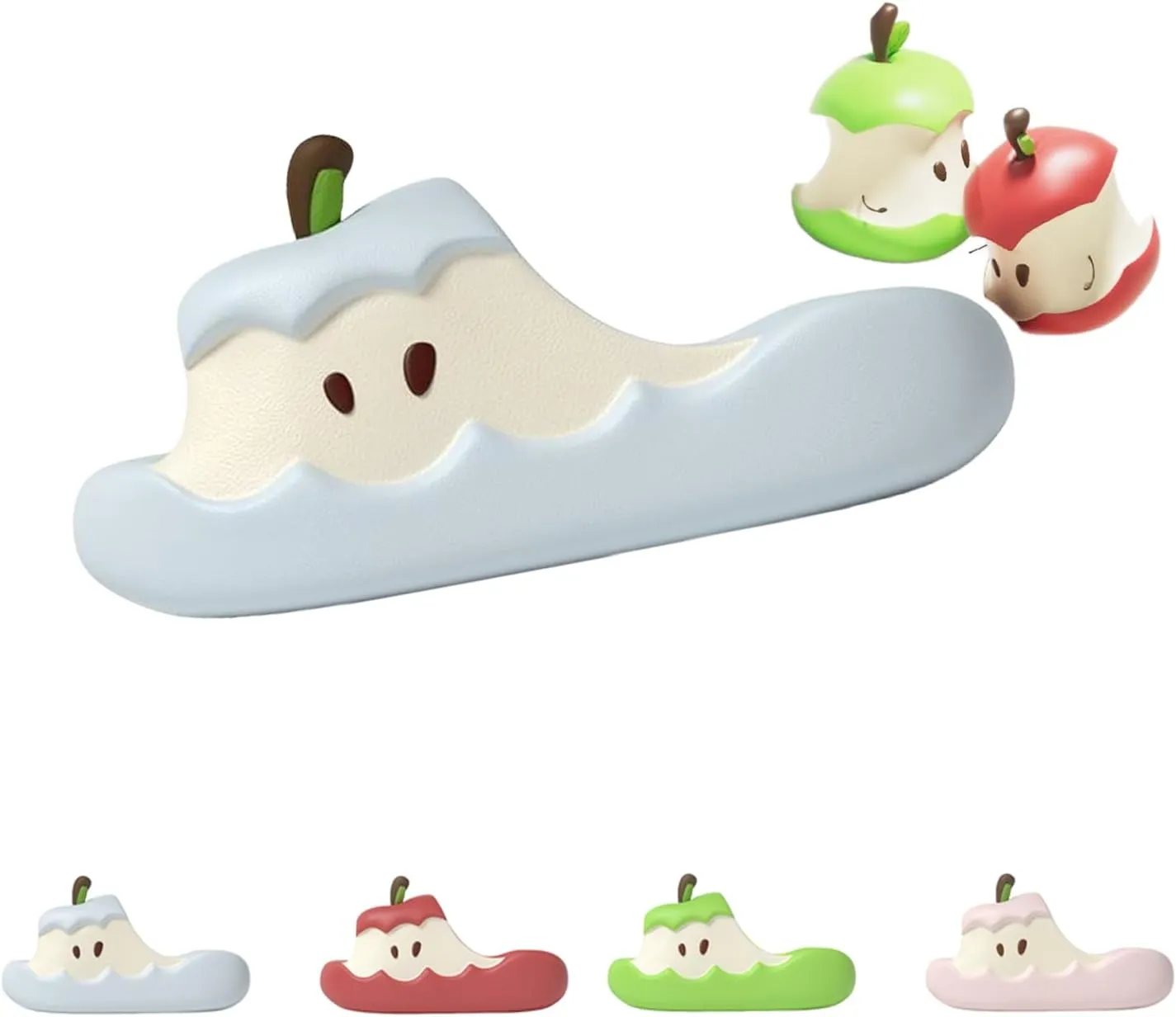 Apples Slippers for Women & Men – Cute 3D Apple-Shaped Fruit Slides, Non-Slip Summer Sandals for Couples, Beach, Shower, Indoor/Outdoor Comfortable Cartoon Slippers