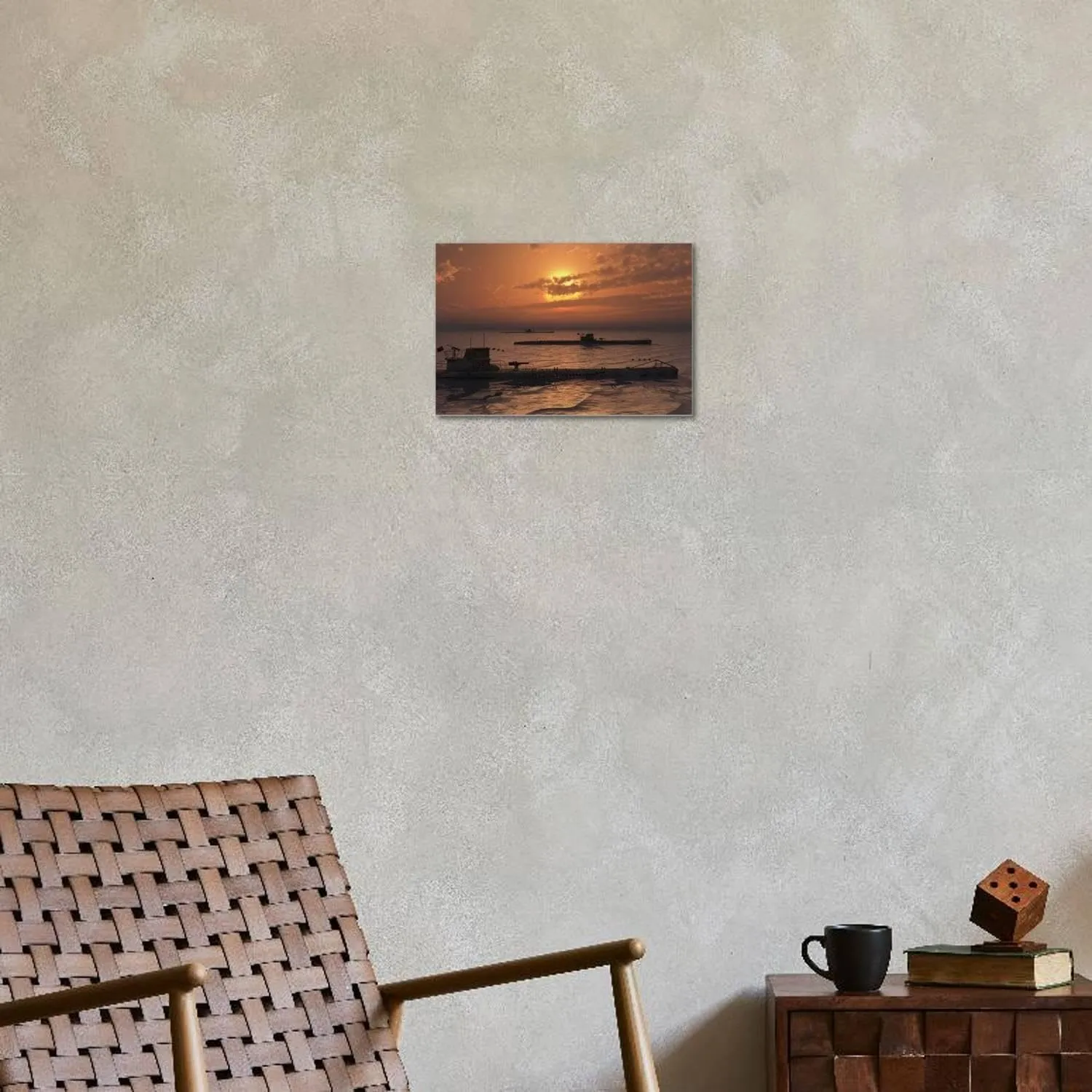 ART.COM Stretched Canvas Print A Wolfpack of German U-Boat Submarines, 18" x 12"