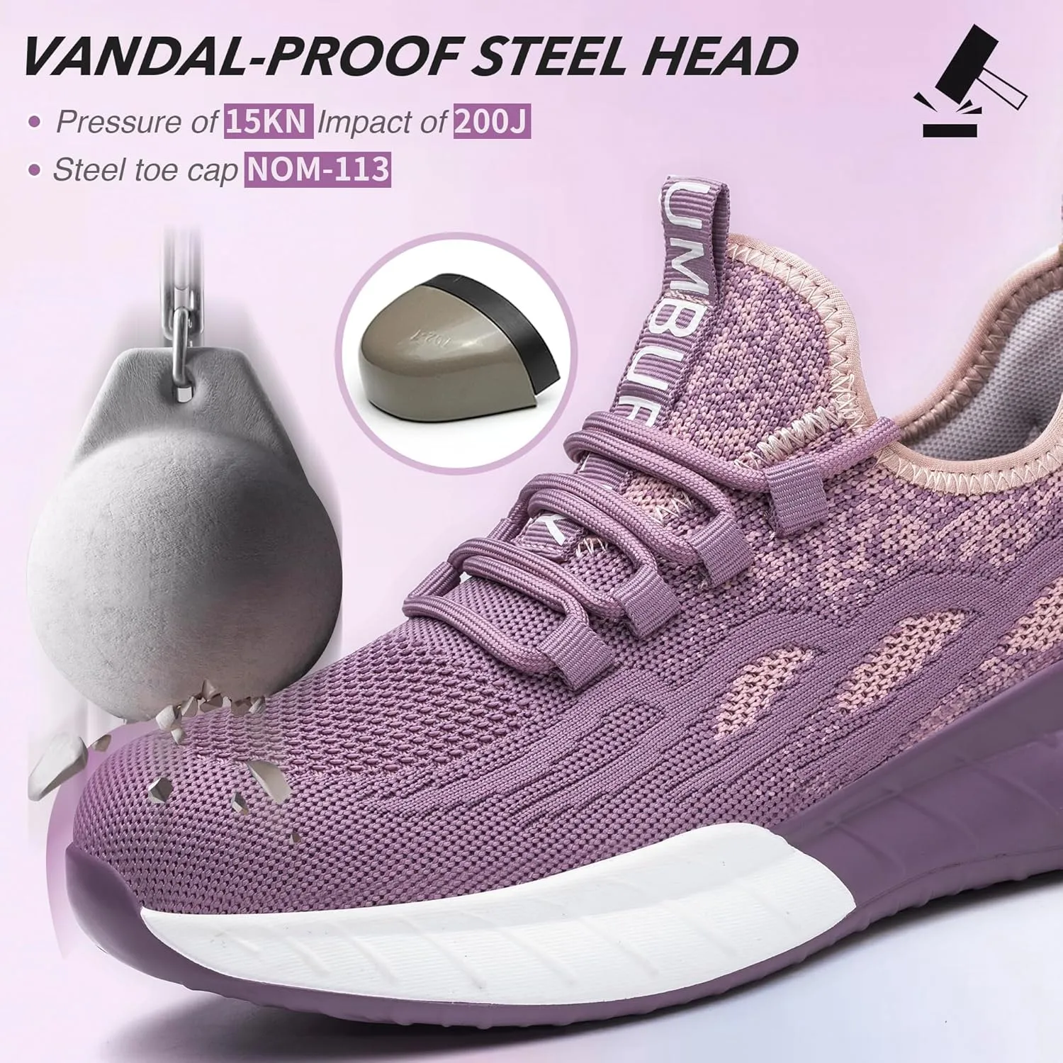 Asiman Steel Toe Shoes for Women Men Air Cushion Safety Shoes Breathable Lightweight Construction Industrial Composite Toe Work Sneakers