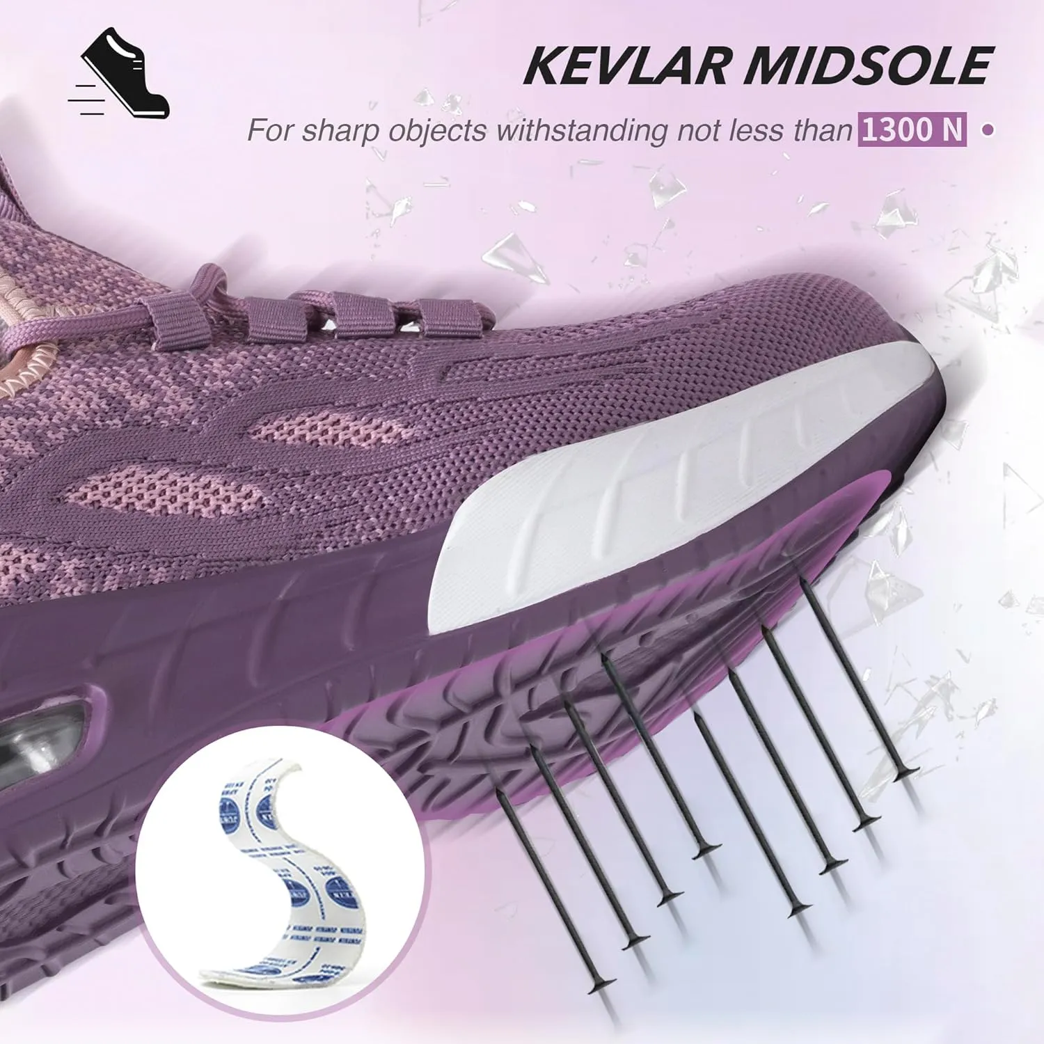 Asiman Steel Toe Shoes for Women Men Air Cushion Safety Shoes Breathable Lightweight Construction Industrial Composite Toe Work Sneakers