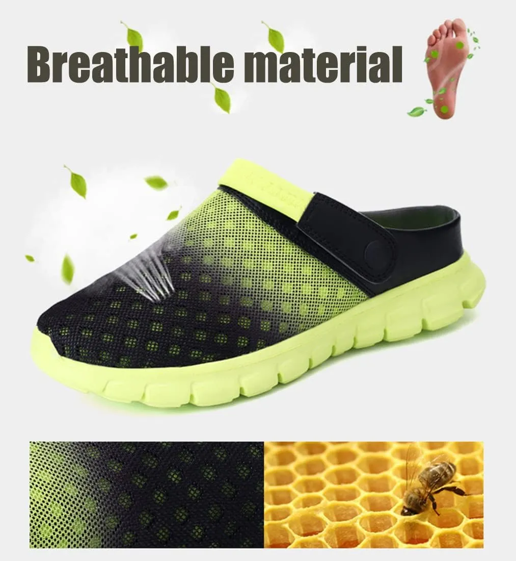 Axcone Men's Women's Garden Clogs Summer Breathable Mesh Slippers Lightweight Non-Slip Outdoor Beach Sandals
