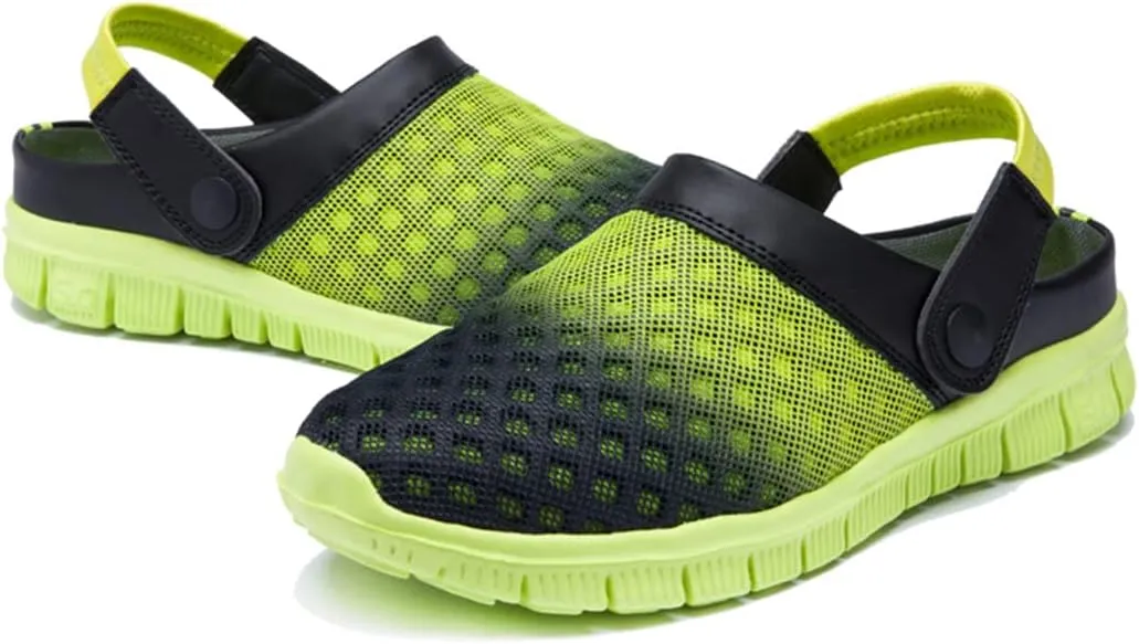 Axcone Men's Women's Garden Clogs Summer Breathable Mesh Slippers Lightweight Non-Slip Outdoor Beach Sandals
