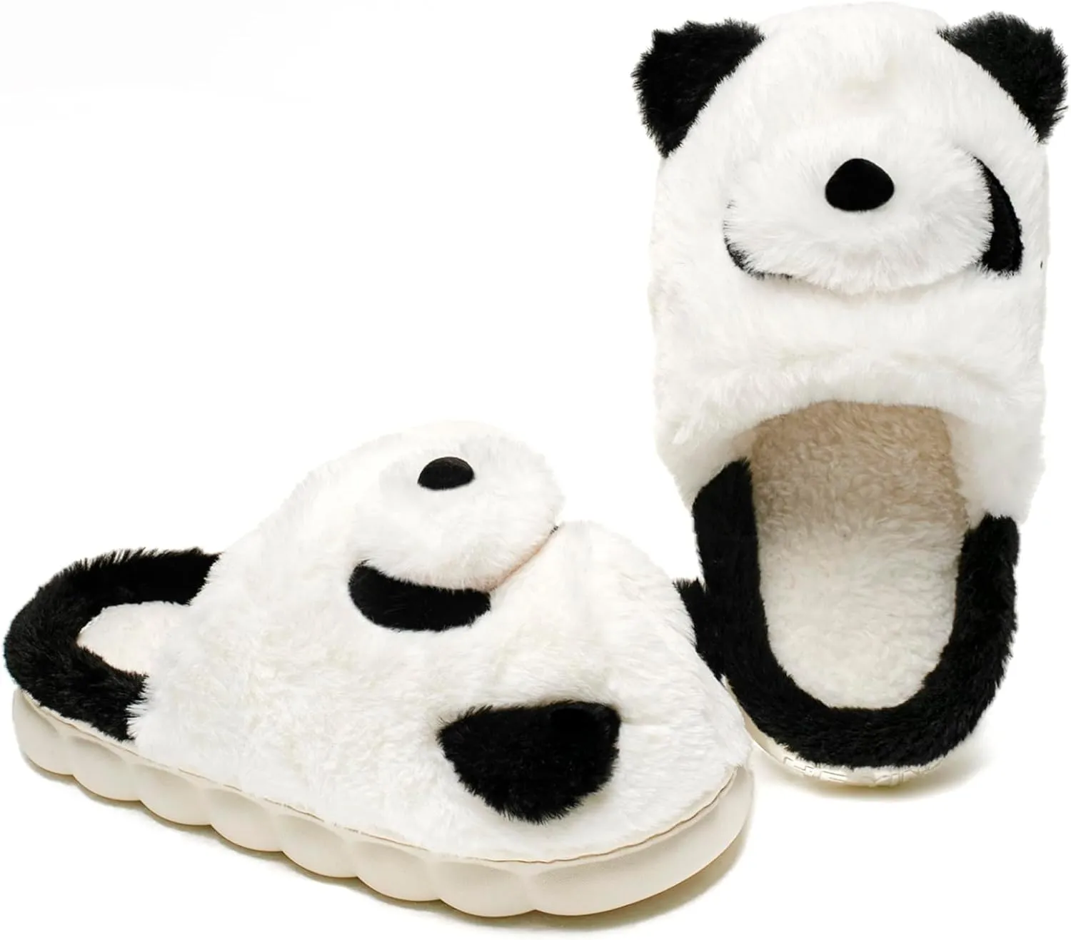 Axcone Toddler Boys Girls Animal Panda Slippers Kid's Indoor Home Slippers for Winter Warmth Slippers Cartoon Soft Plush Slippers（Toddler/Little Kids/Big Kids）