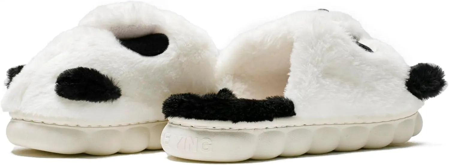 Axcone Toddler Boys Girls Animal Panda Slippers Kid's Indoor Home Slippers for Winter Warmth Slippers Cartoon Soft Plush Slippers（Toddler/Little Kids/Big Kids）