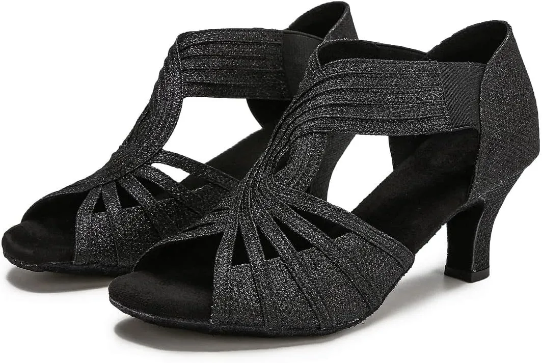 Ballroom Dance Shoes Women Latin Salsa Practice Dancer Shoes 2.5'' Heels YT02