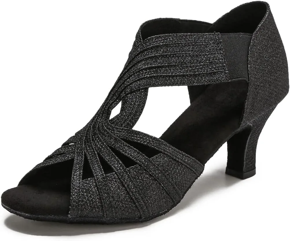 Ballroom Dance Shoes Women Latin Salsa Practice Dancer Shoes 2.5'' Heels YT02